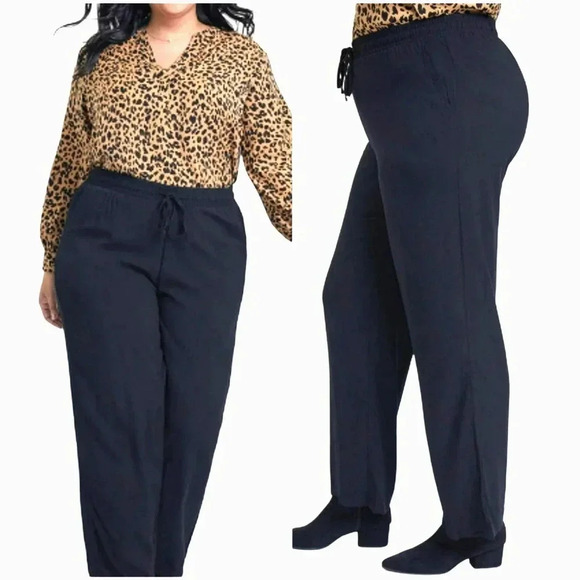 Royalty For Me Elastic Waist Drawstring Pull On Pants Size 3X Black Stretchy - Picture 1 of 16